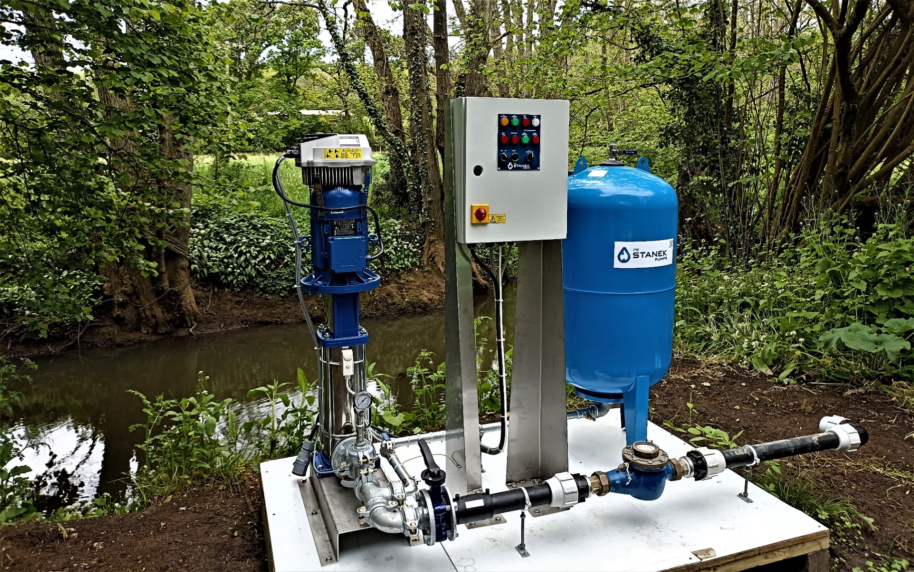 Outdoor pump station by the water